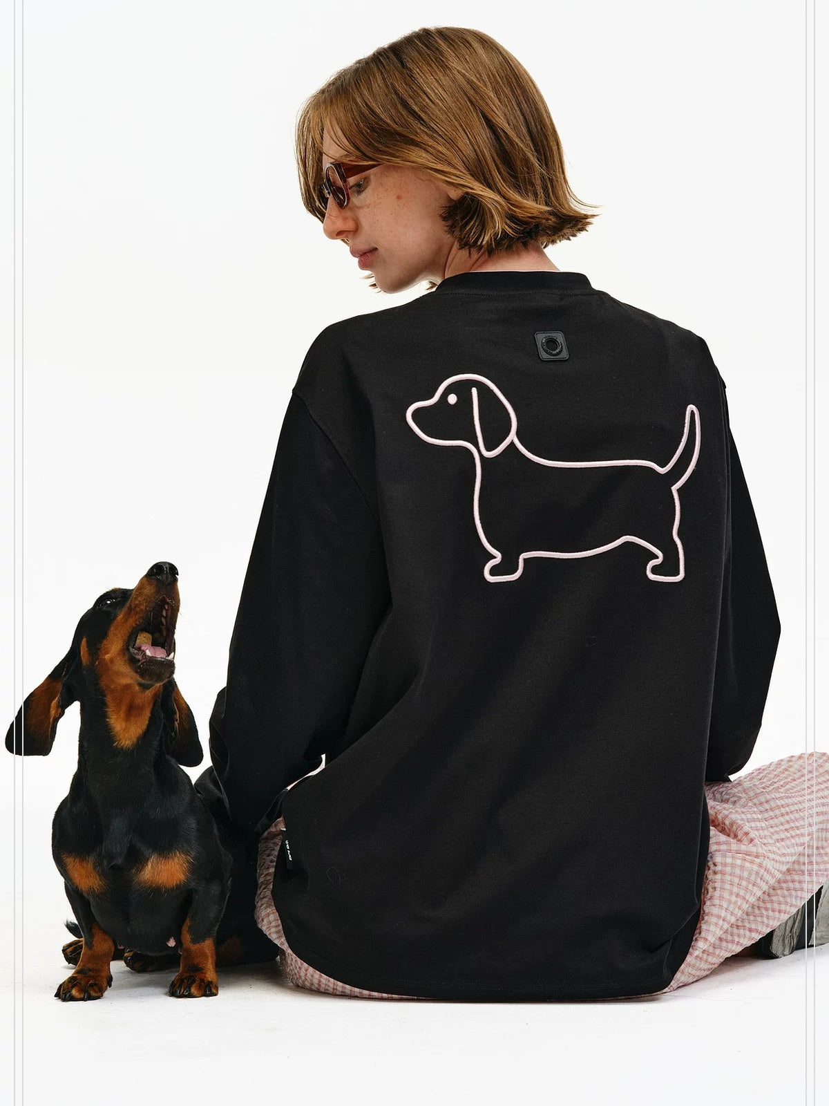 PCLP Breathable Cotton Blend Colorblock Embroidered Youth Crewneck Long Sleeve T-Shirt