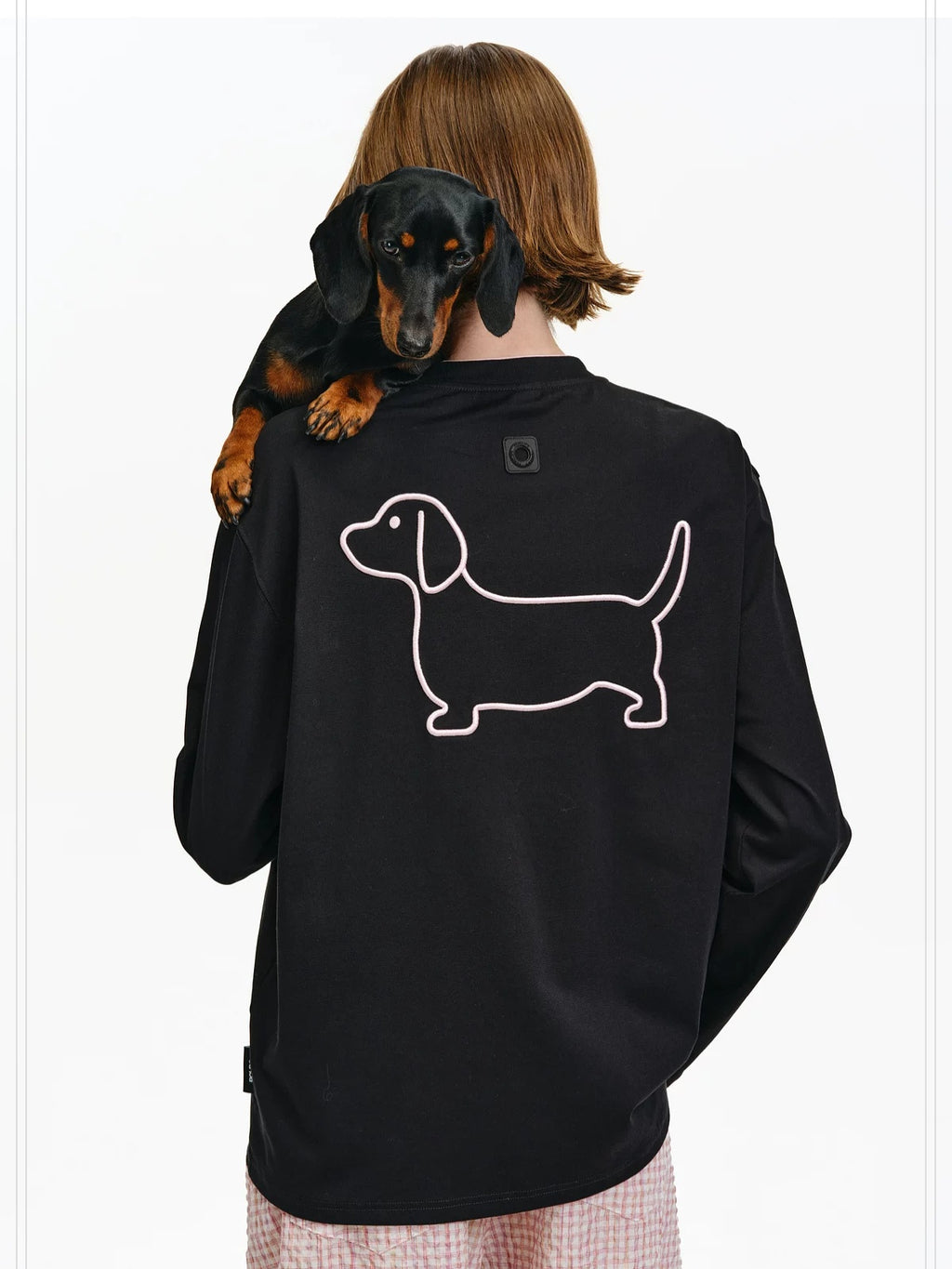 PCLP Breathable Cotton Blend Colorblock Embroidered Youth Crewneck Long Sleeve T-Shirt