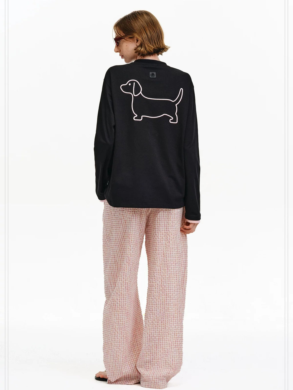 PCLP Breathable Cotton Blend Colorblock Embroidered Youth Crewneck Long Sleeve T-Shirt