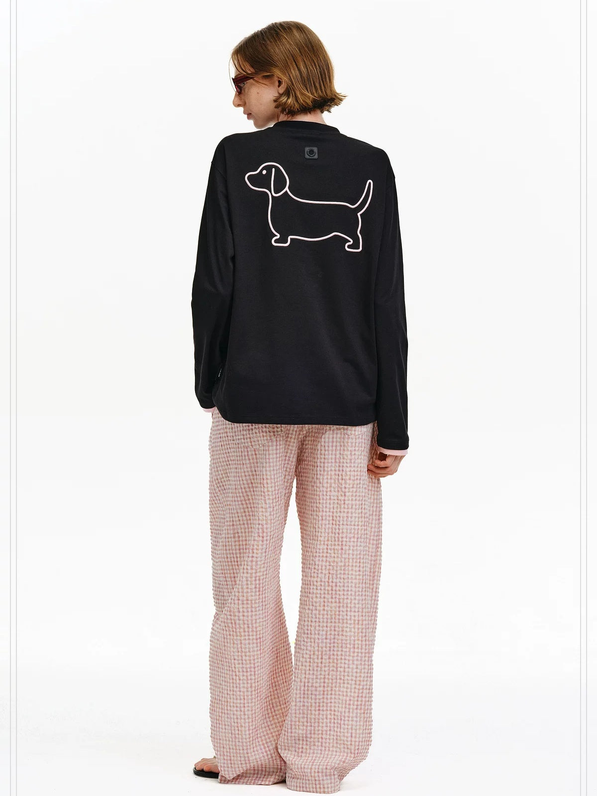 PCLP Breathable Cotton Blend Colorblock Embroidered Youth Crewneck Long Sleeve T-Shirt