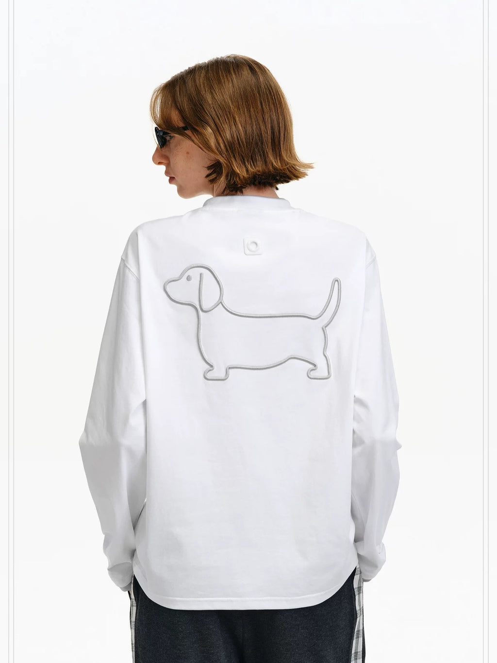 PCLP Breathable Cotton Blend Colorblock Embroidered Youth Crewneck Long Sleeve T-Shirt