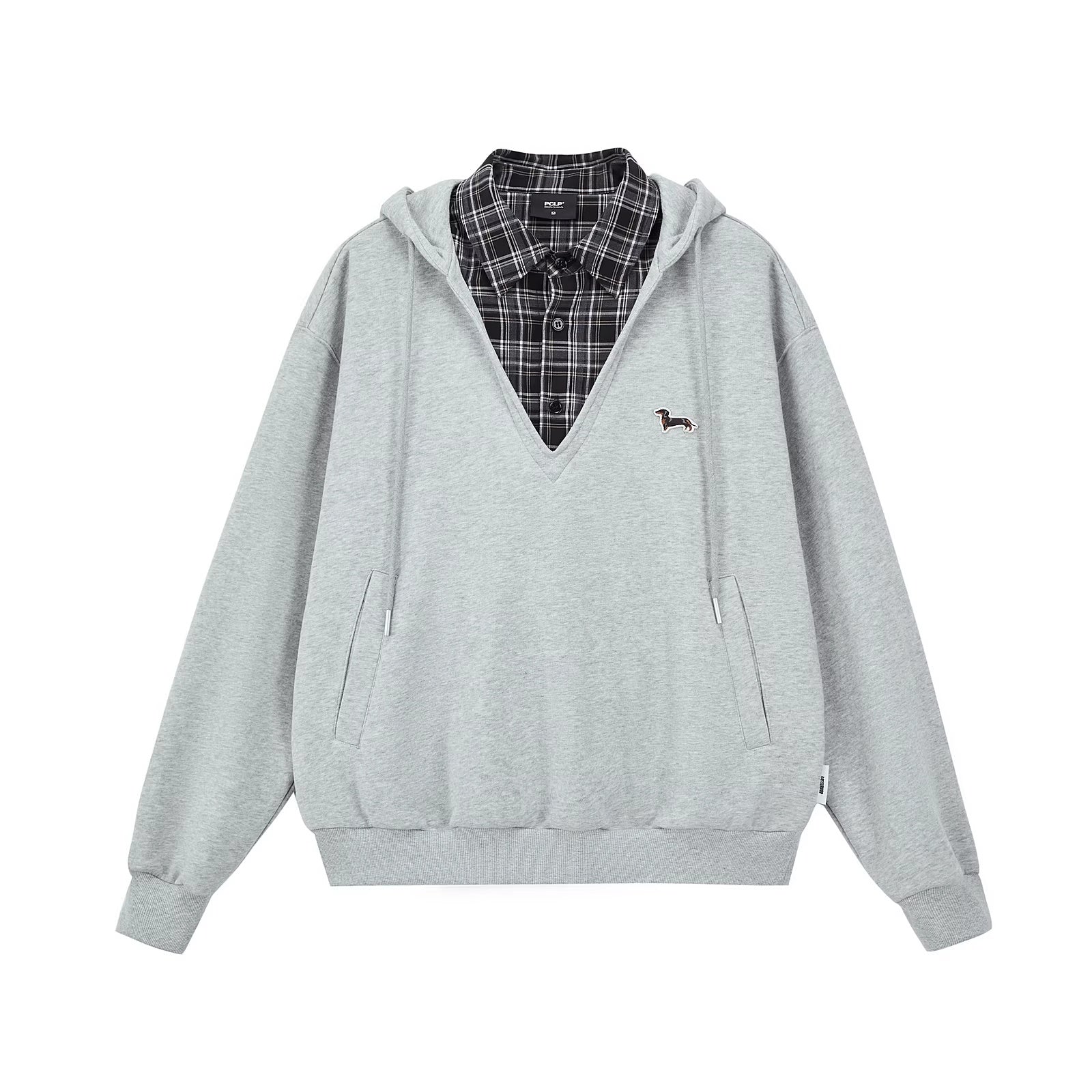 PCLP_Breathable_Cotton_Blend_Colorblock_Patchwork_Loose_Unisex_Plaid_Pullover_Hoodie_MISSTT