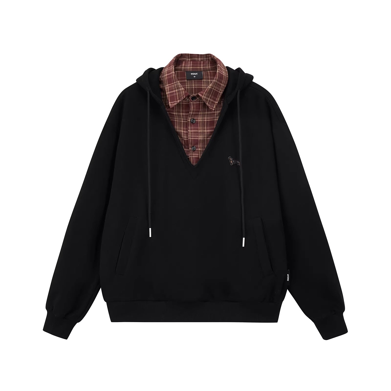 PCLP_Breathable_Cotton_Blend_Colorblock_Patchwork_Loose_Unisex_Plaid_Pullover_Hoodie_MISSTT