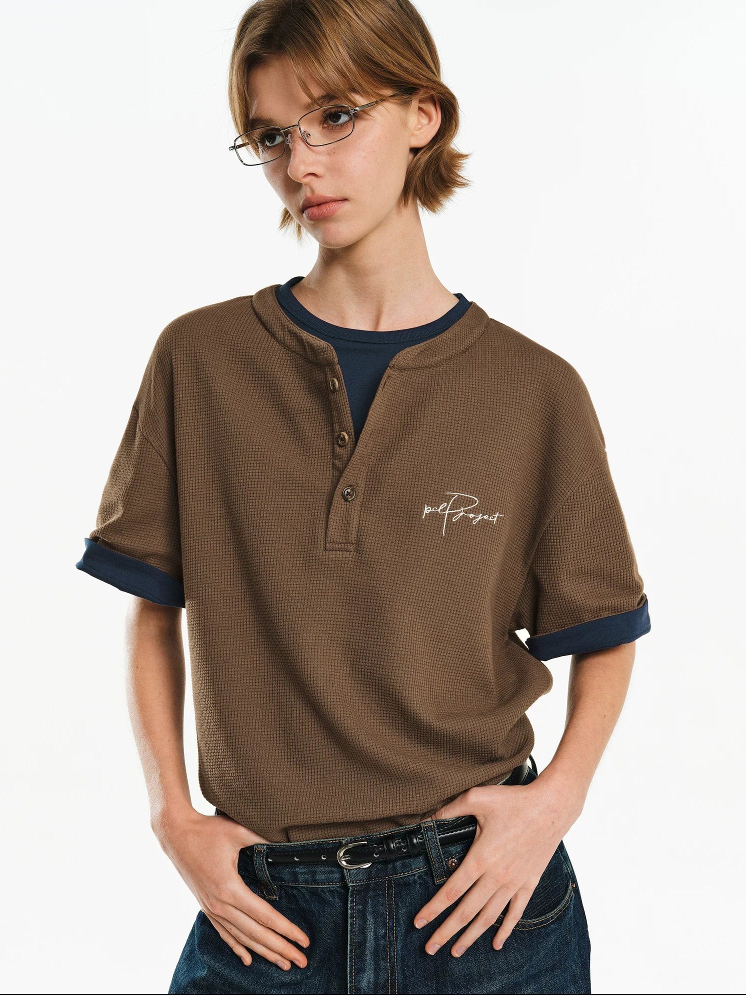 PCLP Breathable Cotton Blend Crew Neck Trendy Fit Women Solid Color T-Shirt