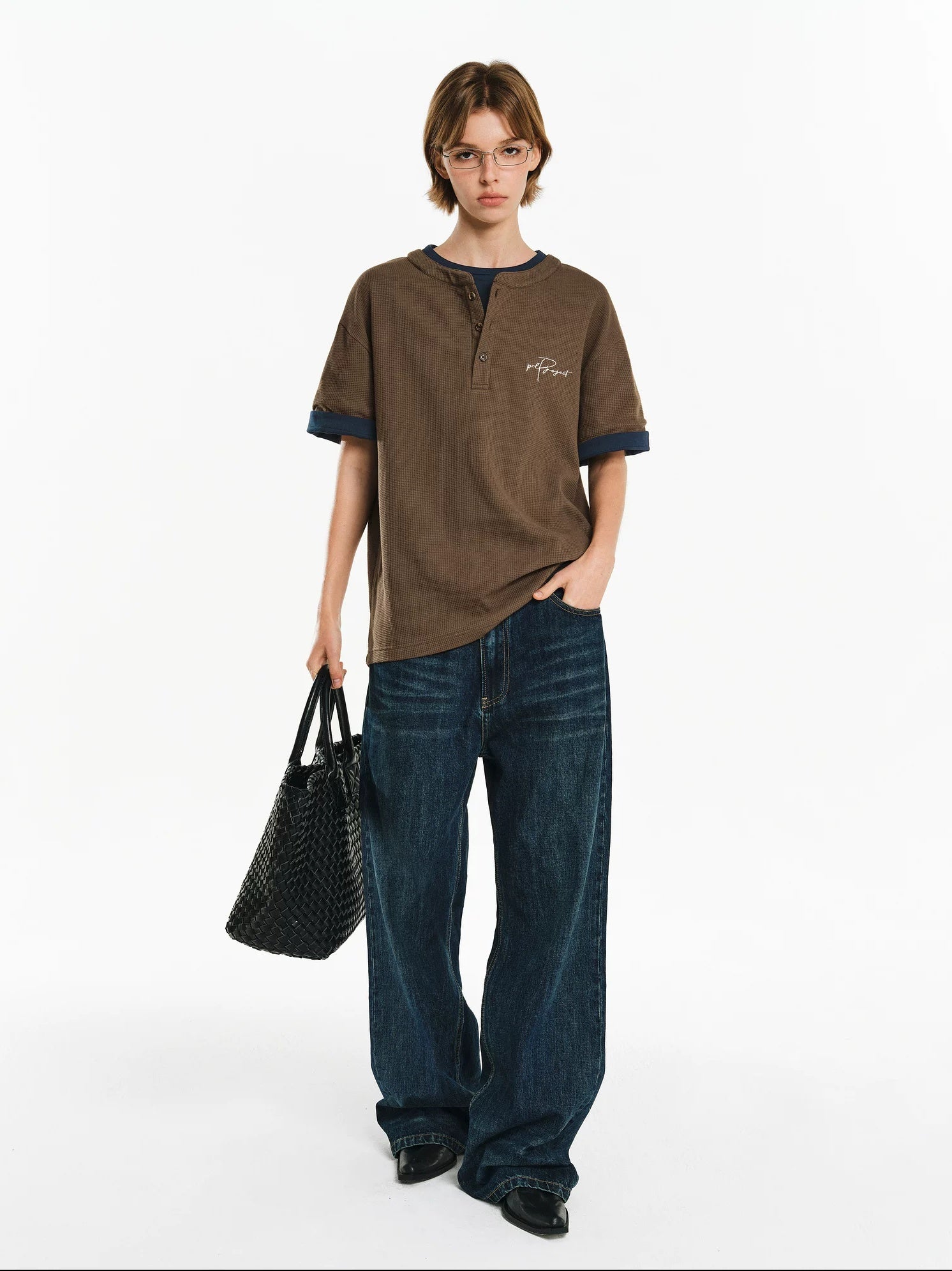 PCLP Breathable Cotton Blend Crew Neck Trendy Fit Women Solid Color T-Shirt