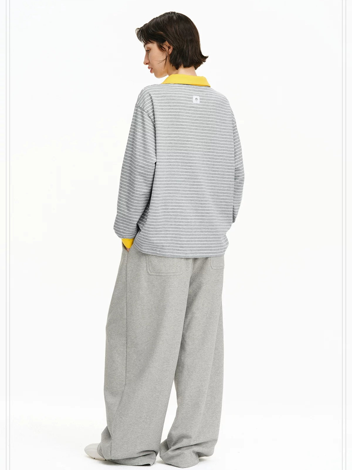 PCLP Breathable Cotton Blend Embroidered Chest Loose Unisex Polo Long Sleeve T-Shirt