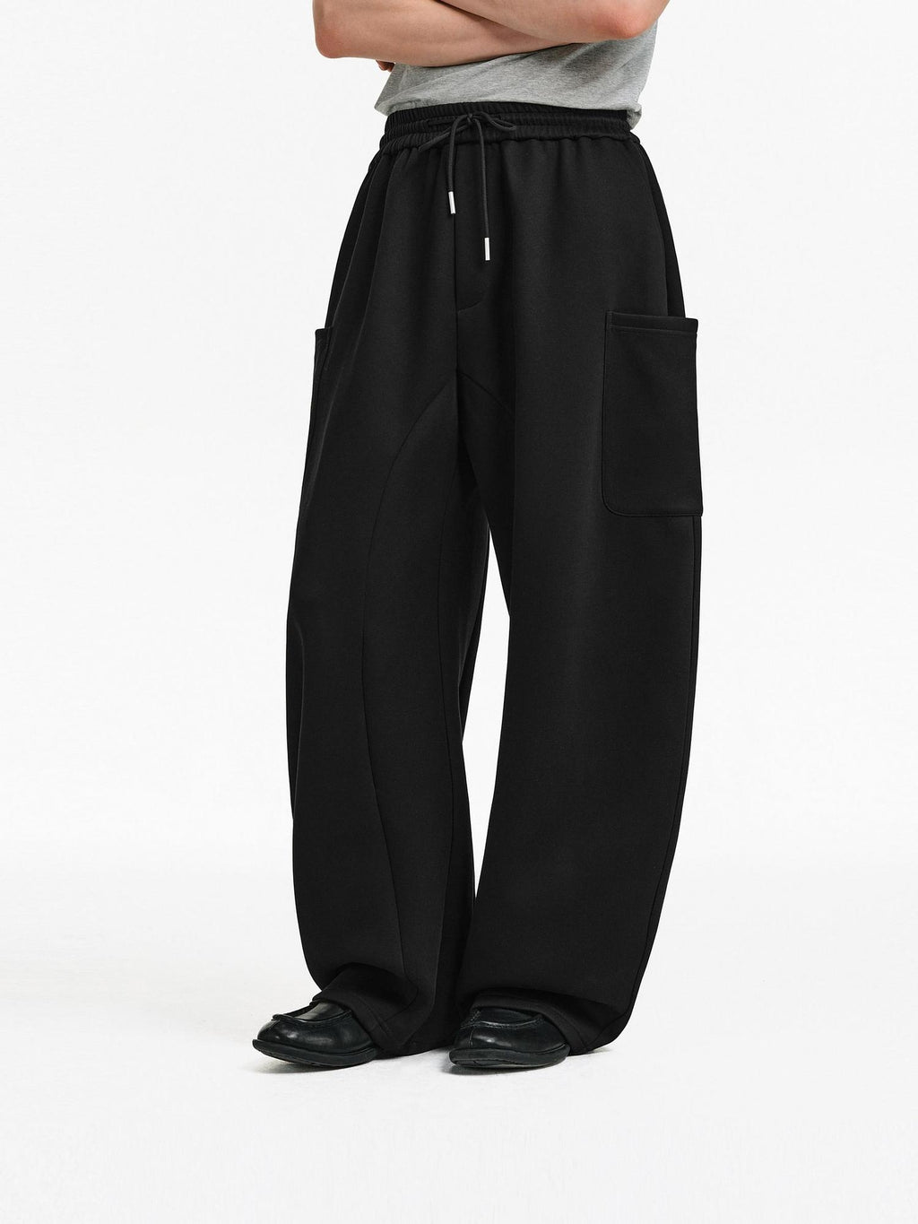 PCLP Breathable Cotton Blend Loose Drawstring Natural Waist Straight Leg Women Pants