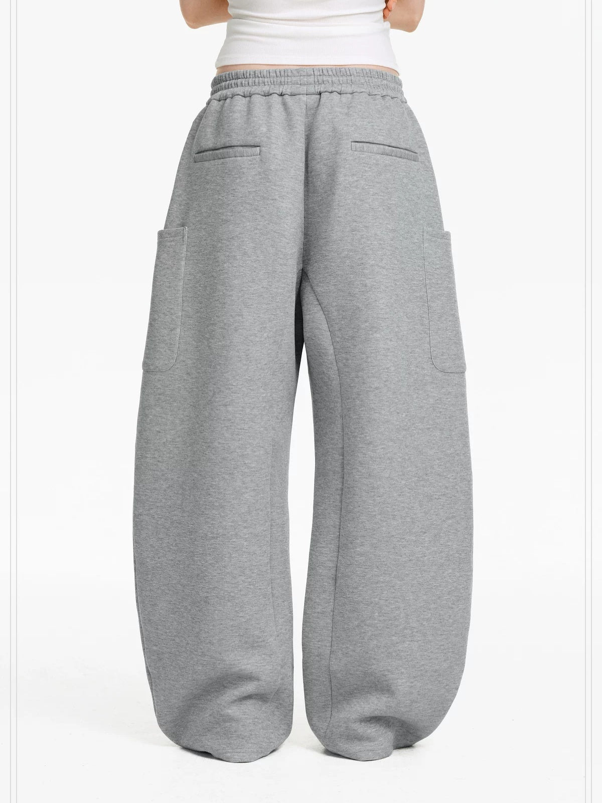 PCLP Breathable Cotton Blend Loose Drawstring Natural Waist Straight Leg Women Pants