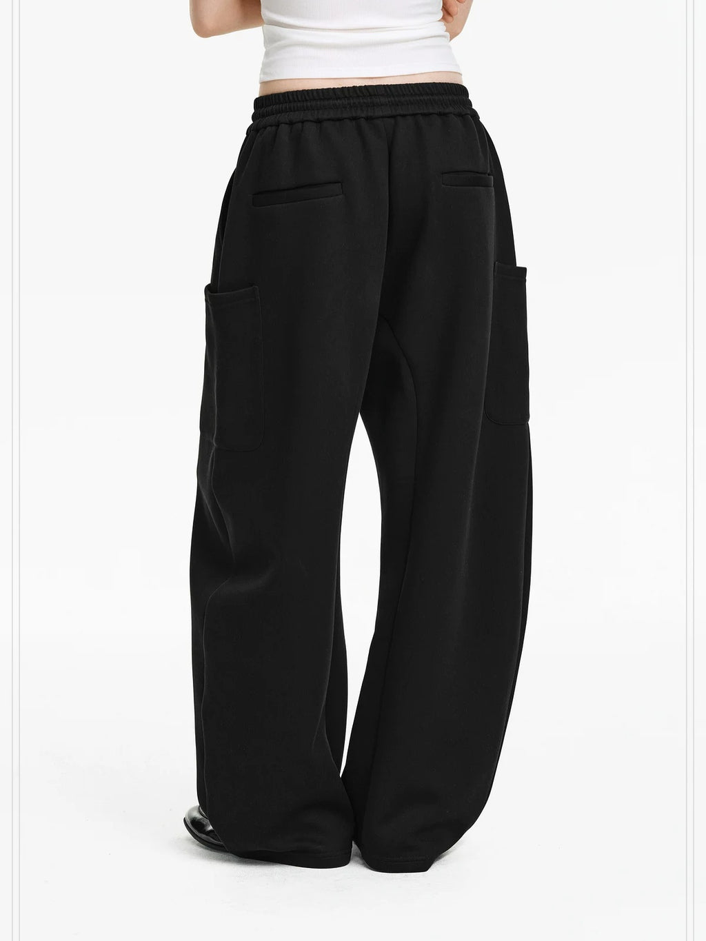 PCLP Breathable Cotton Blend Loose Drawstring Natural Waist Straight Leg Women Pants