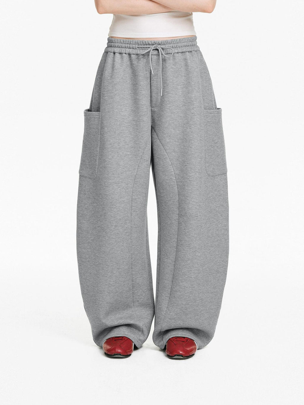 PCLP Breathable Cotton Blend Loose Drawstring Natural Waist Straight Leg Women Pants