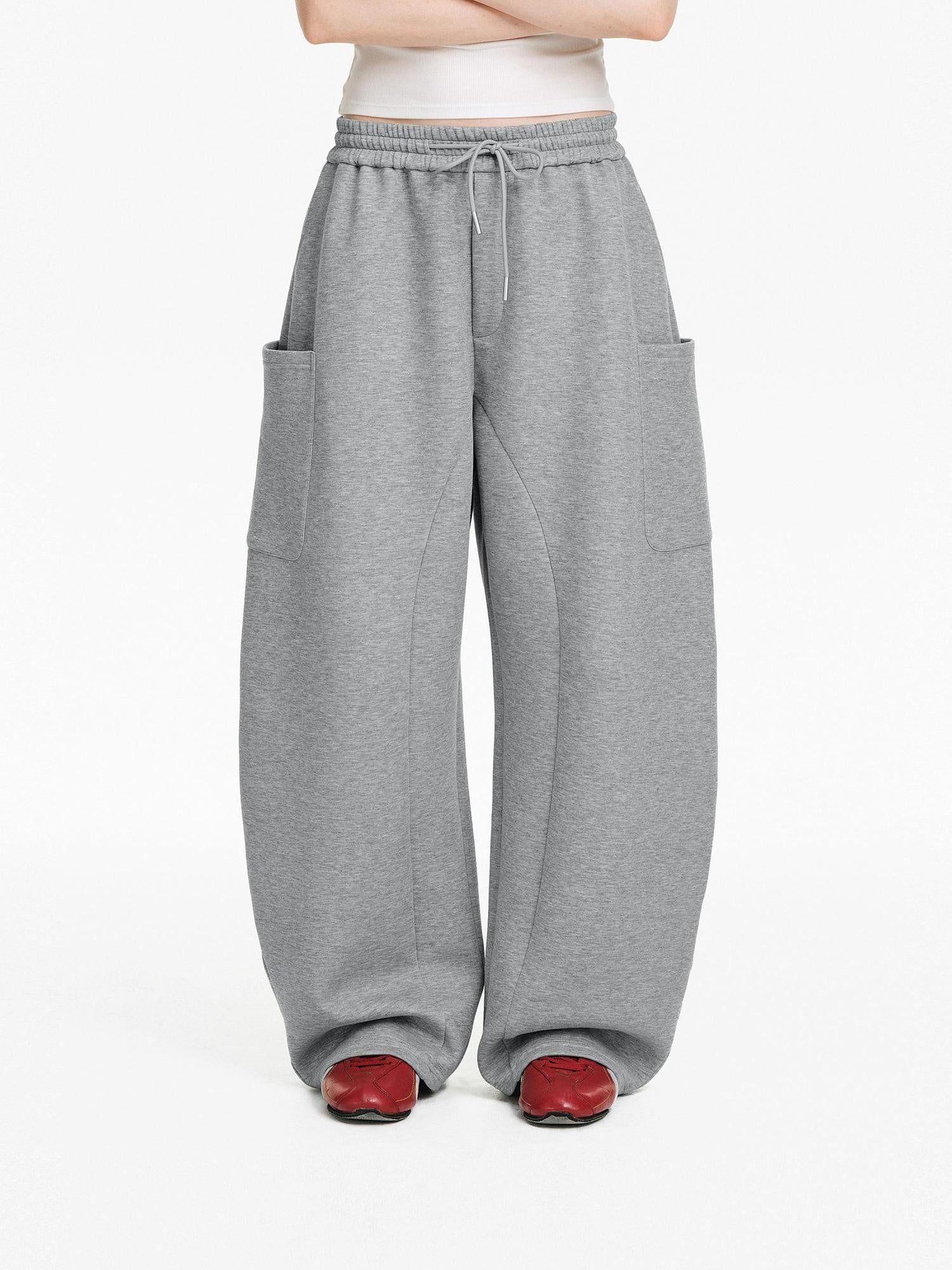 PCLP Breathable Cotton Blend Loose Drawstring Natural Waist Straight Leg Women Pants