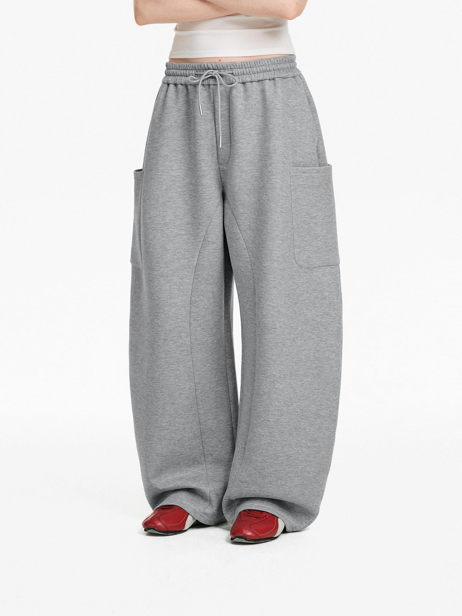 PCLP Breathable Cotton Blend Loose Drawstring Natural Waist Straight Leg Women Pants