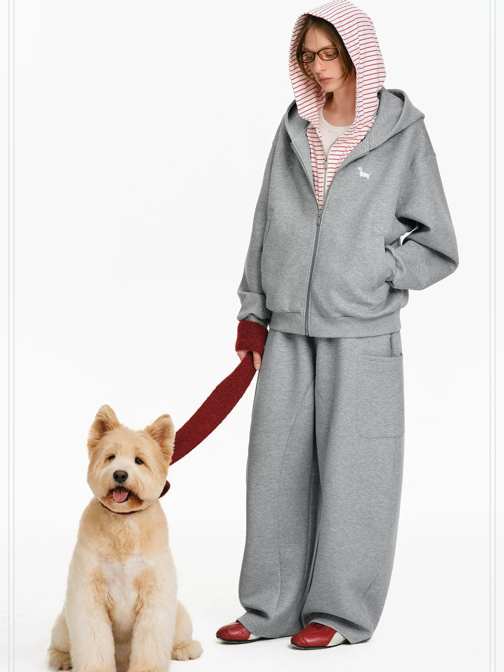 PCLP Breathable Cotton Blend Loose Drawstring Natural Waist Straight Leg Women Pants