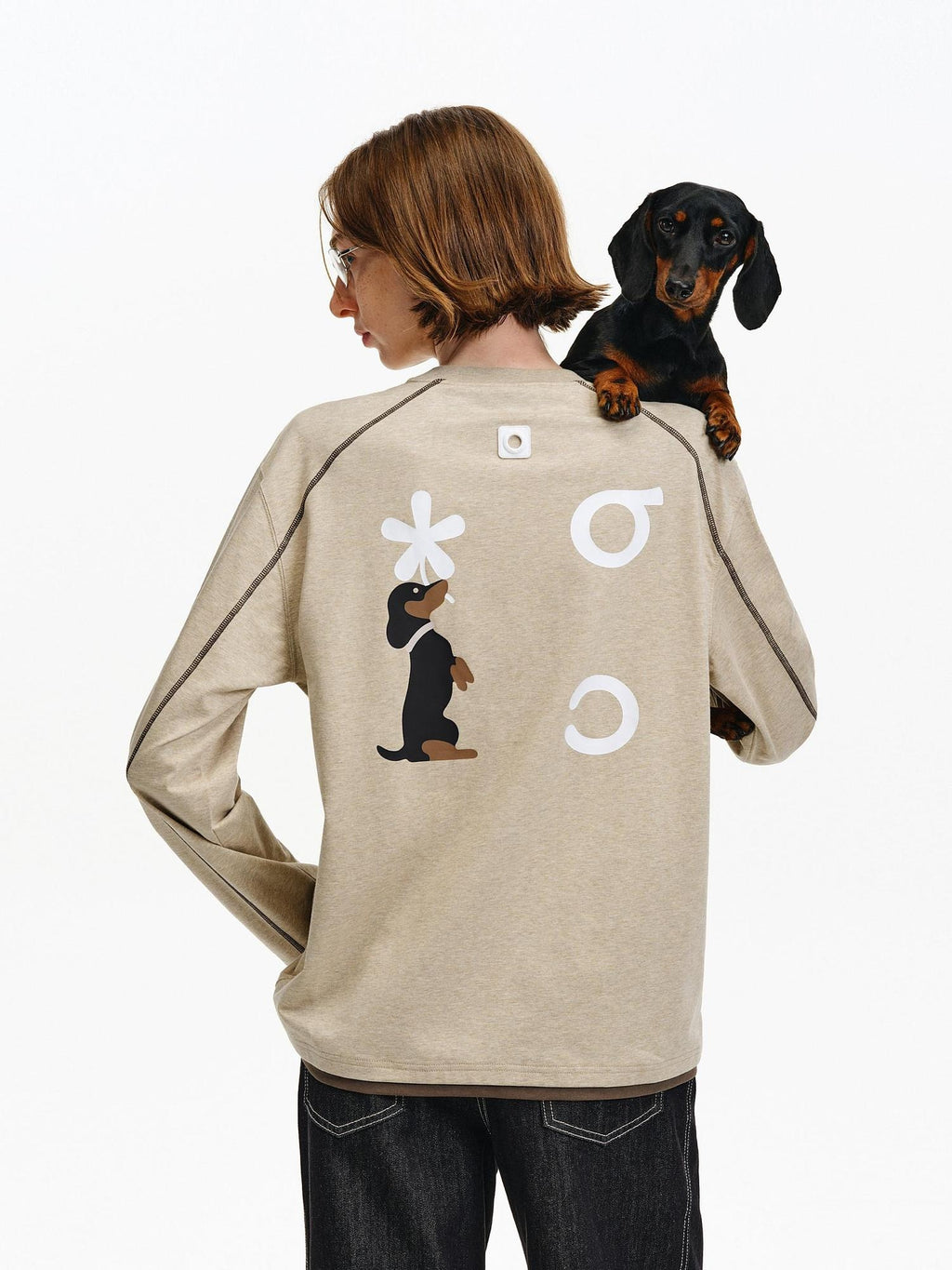 PCLP Breathable Cotton Blend Loose Faux Layer Animal Print Women Long Sleeve T-Shirt