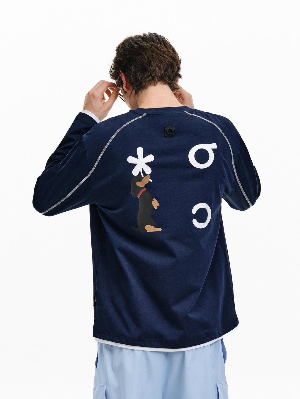 PCLP Breathable Cotton Blend Loose Faux Layer Animal Print Women Long Sleeve T-Shirt