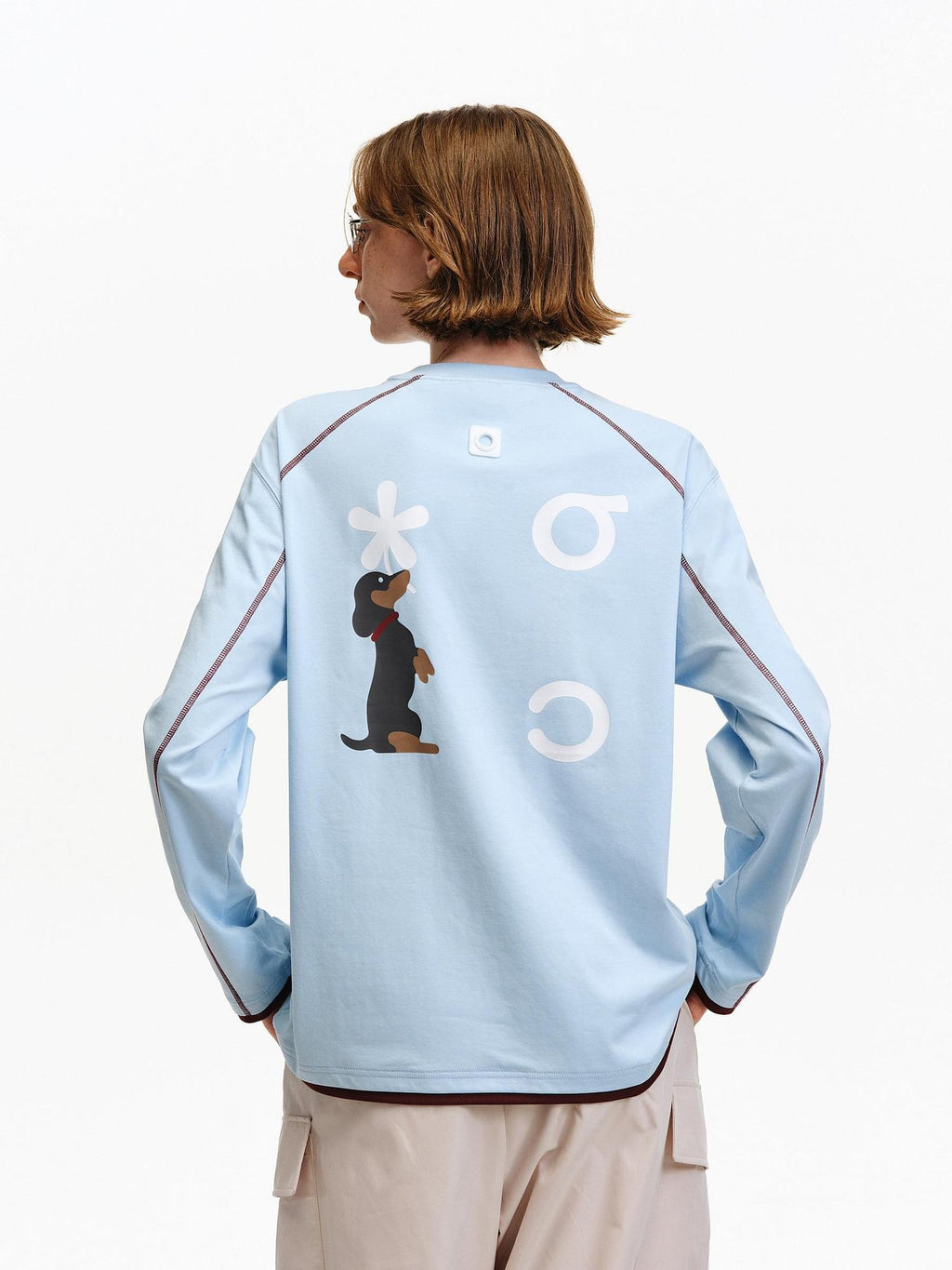 PCLP Breathable Cotton Blend Loose Faux Layer Animal Print Women Long Sleeve T-Shirt