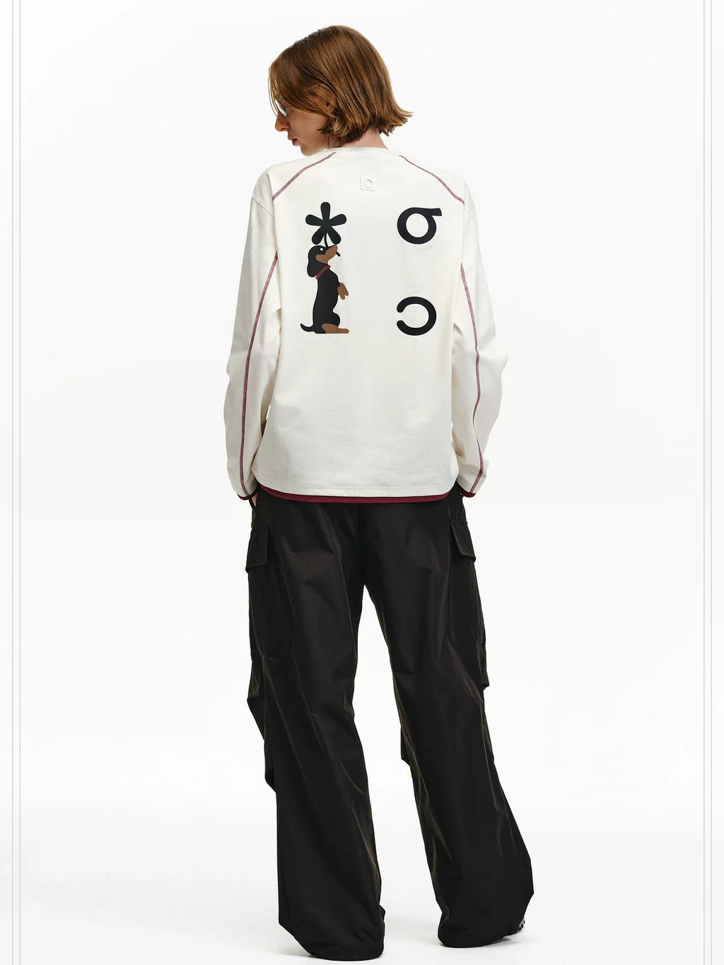 PCLP Breathable Cotton Blend Loose Faux Layer Animal Print Women Long Sleeve T-Shirt