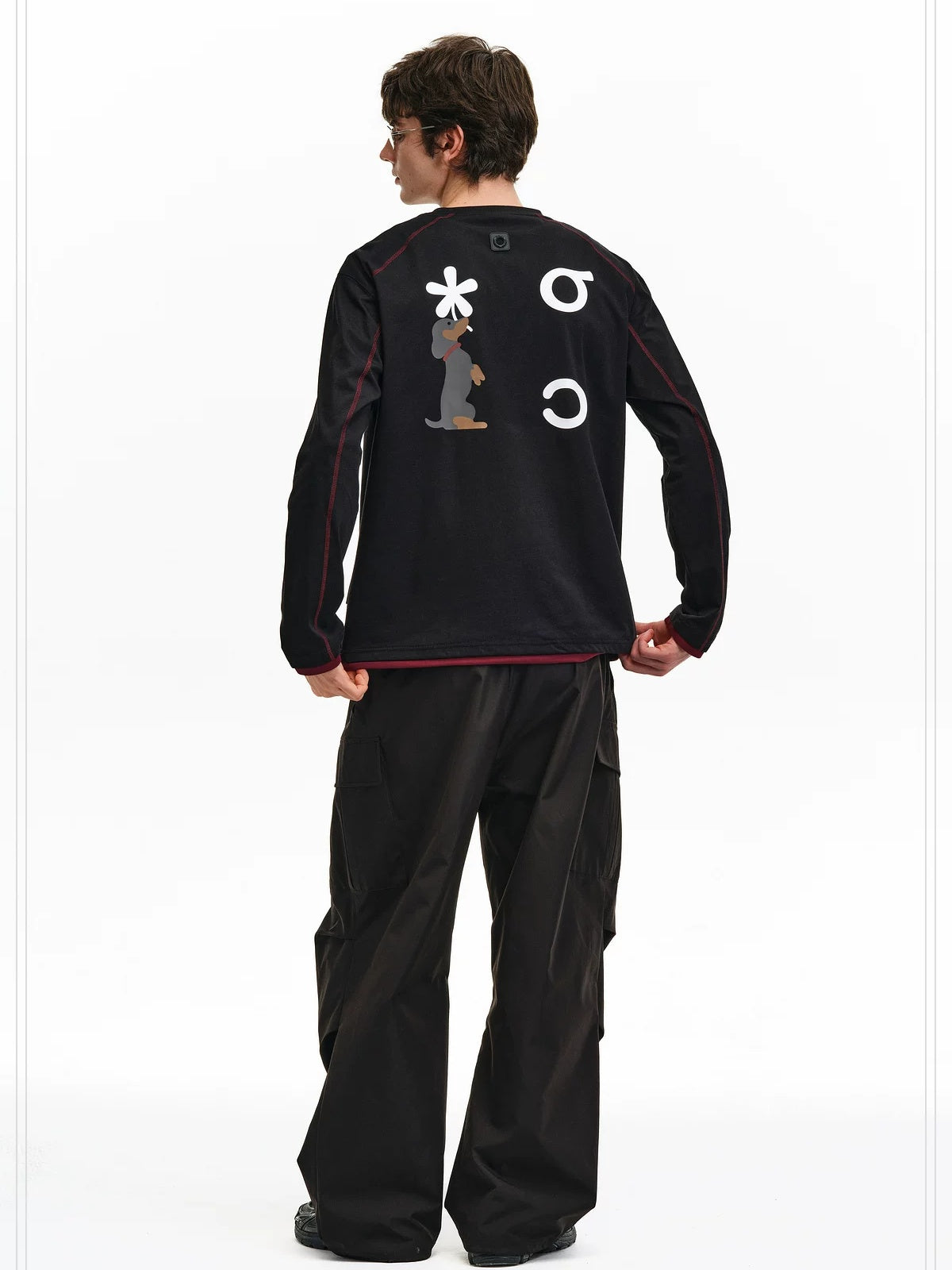 PCLP Breathable Cotton Blend Loose Faux Layer Animal Print Women Long Sleeve T-Shirt