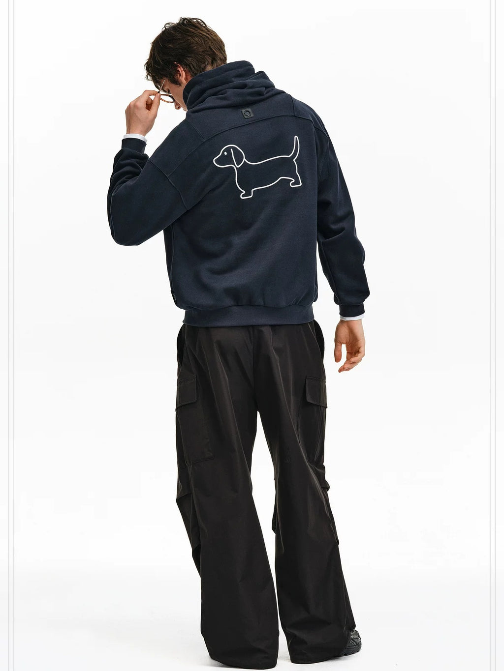 PCLP Breathable Cotton Blend Loose Fit Colorblock High Neck Unisex Pullover Hoodie