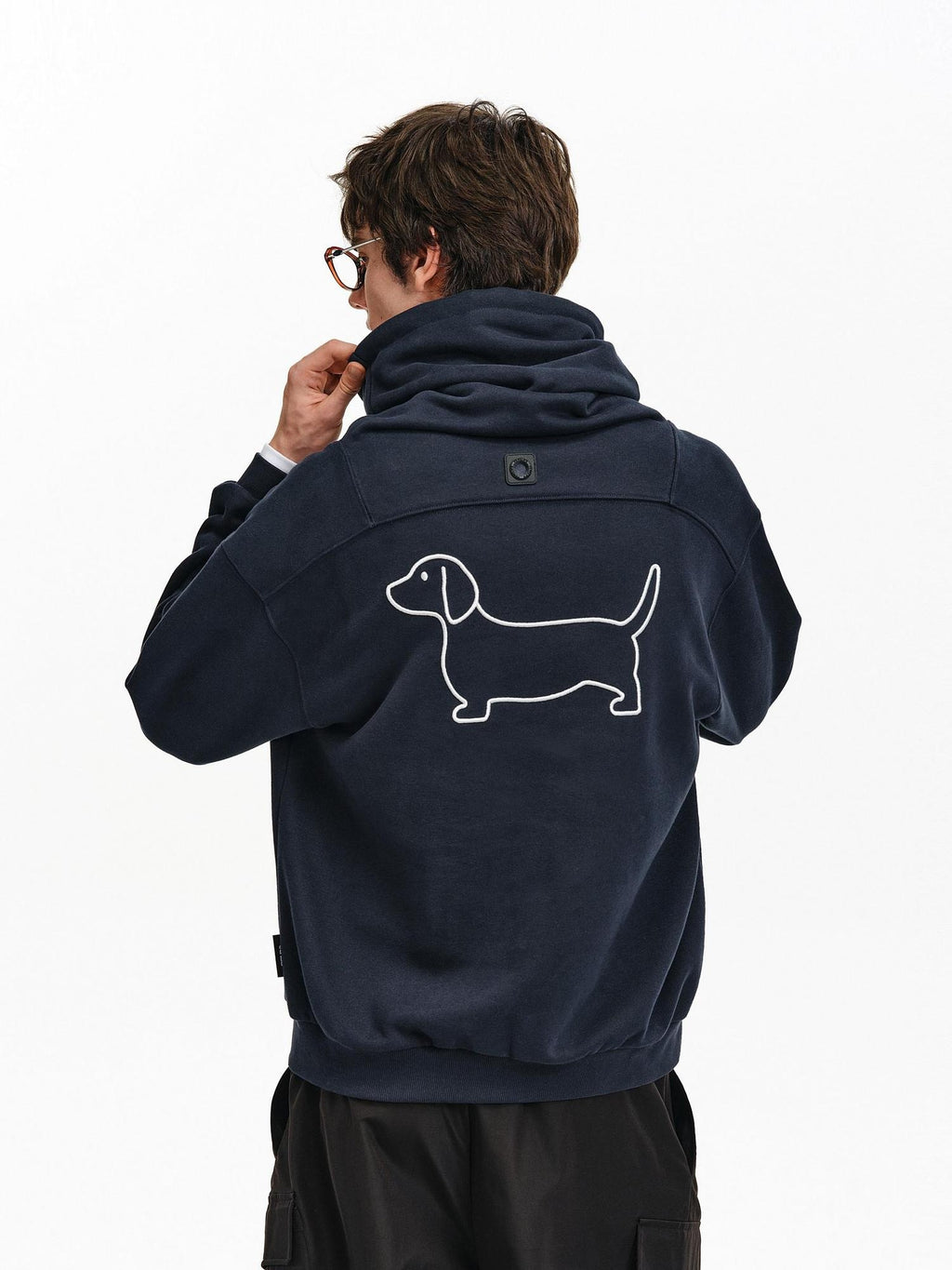 PCLP Breathable Cotton Blend Loose Fit Colorblock High Neck Unisex Pullover Hoodie