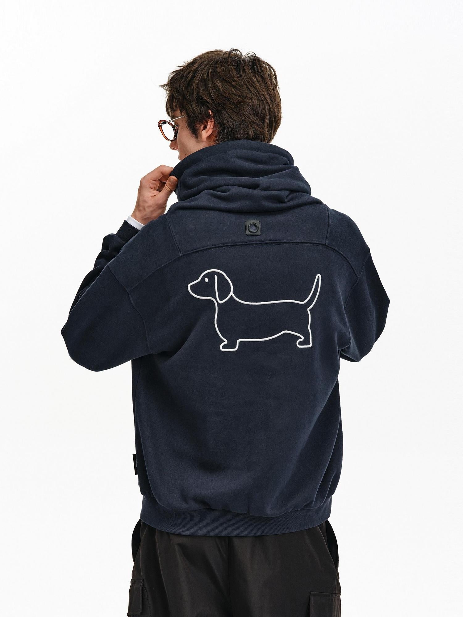 PCLP Breathable Cotton Blend Loose Fit Colorblock High Neck Unisex Pullover Hoodie