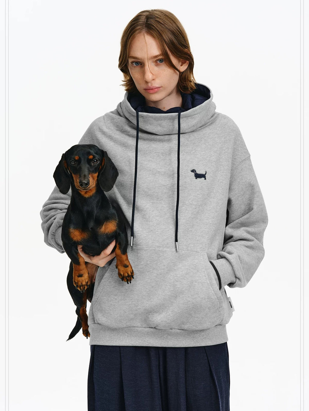 PCLP Breathable Cotton Blend Loose Fit Colorblock High Neck Unisex Pullover Hoodie