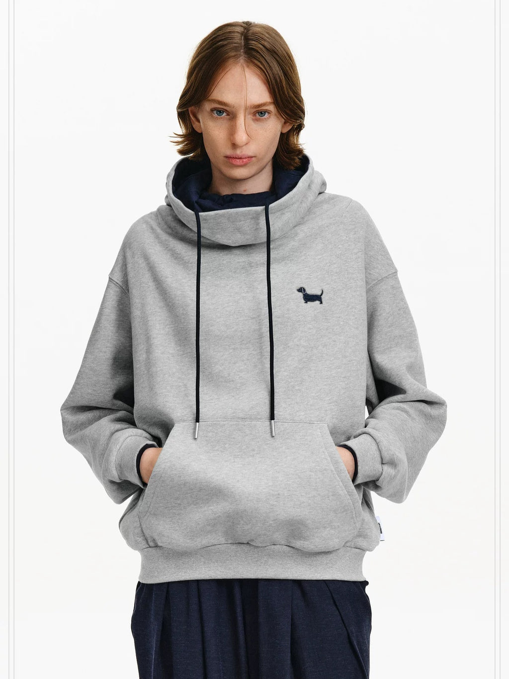 PCLP Breathable Cotton Blend Loose Fit Colorblock High Neck Unisex Pullover Hoodie