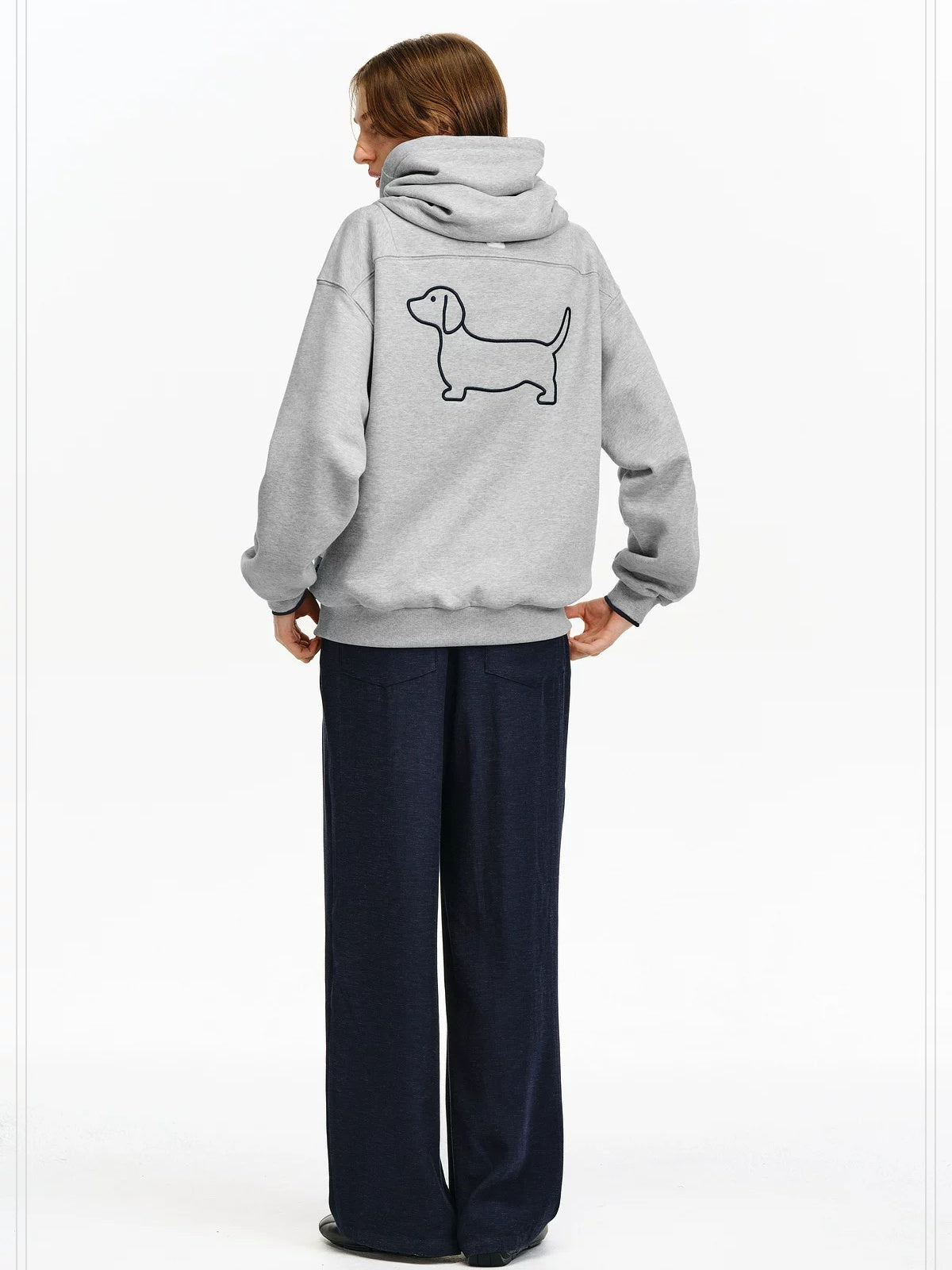 PCLP Breathable Cotton Blend Loose Fit Colorblock High Neck Unisex Pullover Hoodie