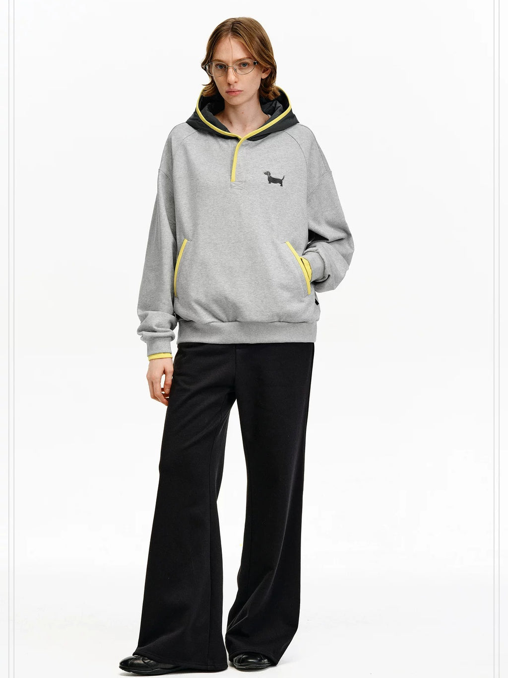 PCLP Breathable Cotton Blend Loose Fit Colorblock Patchwork Unisex Animal Hoodie