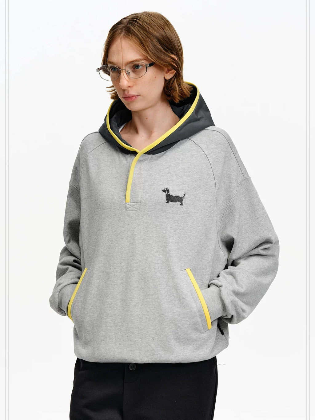 PCLP Breathable Cotton Blend Loose Fit Colorblock Patchwork Unisex Animal Hoodie