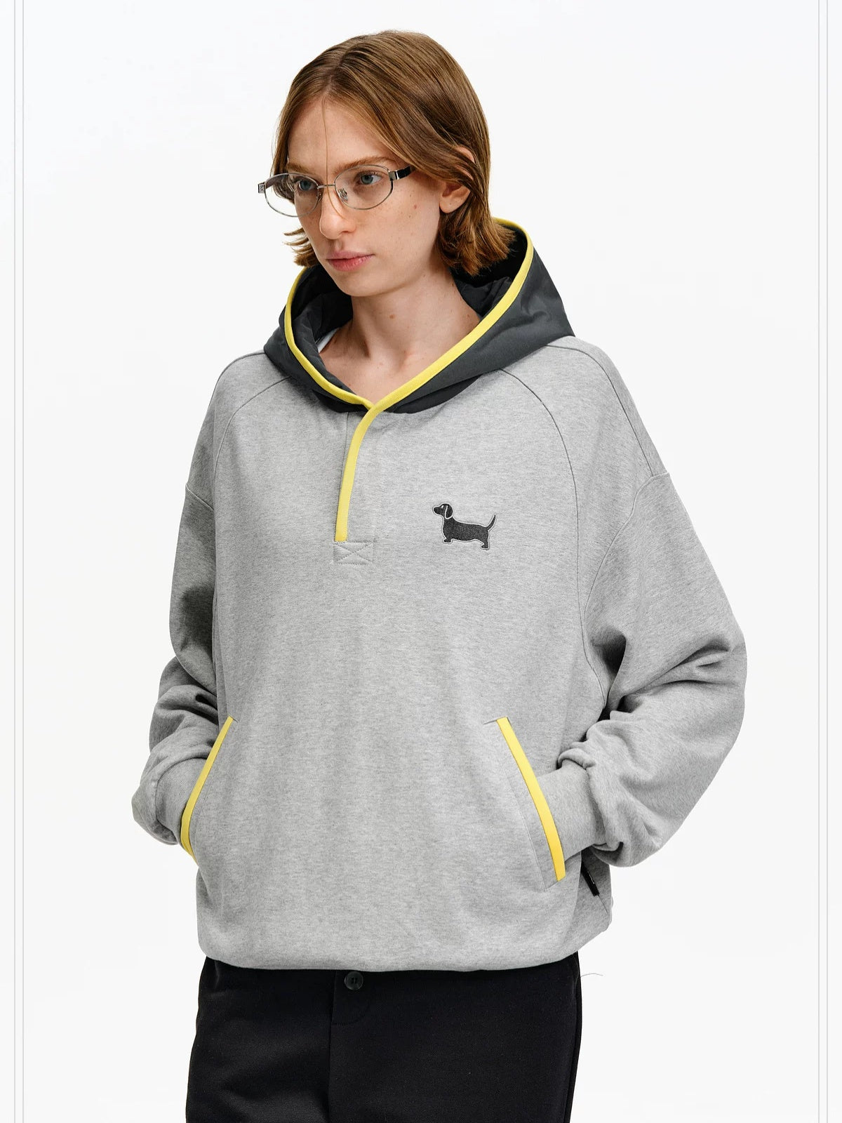 PCLP Breathable Cotton Blend Loose Fit Colorblock Patchwork Unisex Animal Hoodie