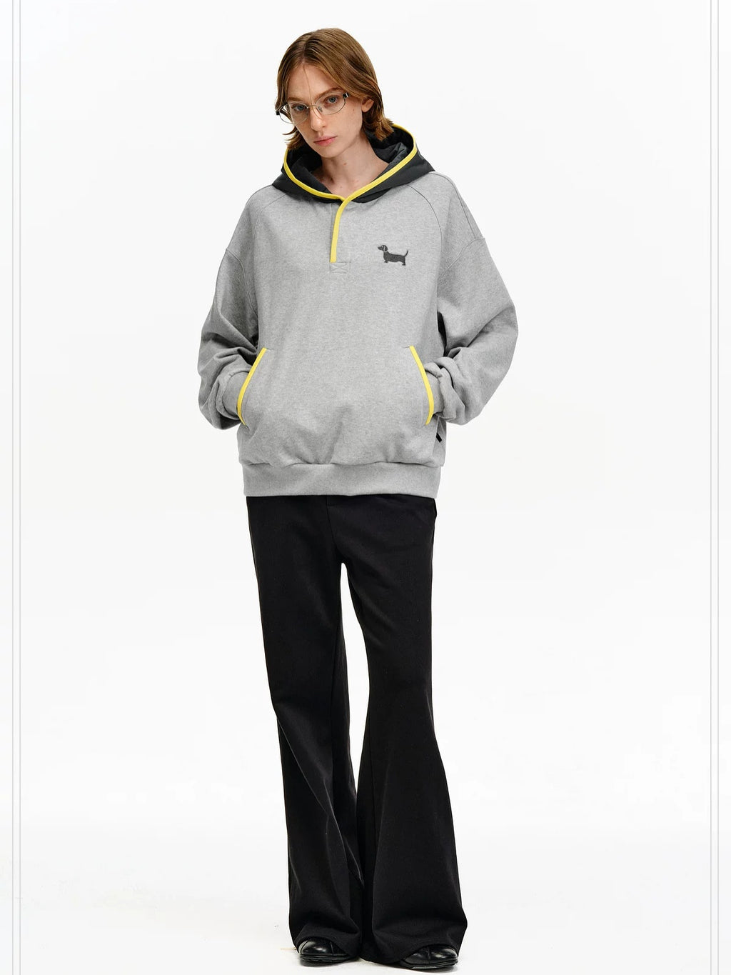 PCLP Breathable Cotton Blend Loose Fit Colorblock Patchwork Unisex Animal Hoodie