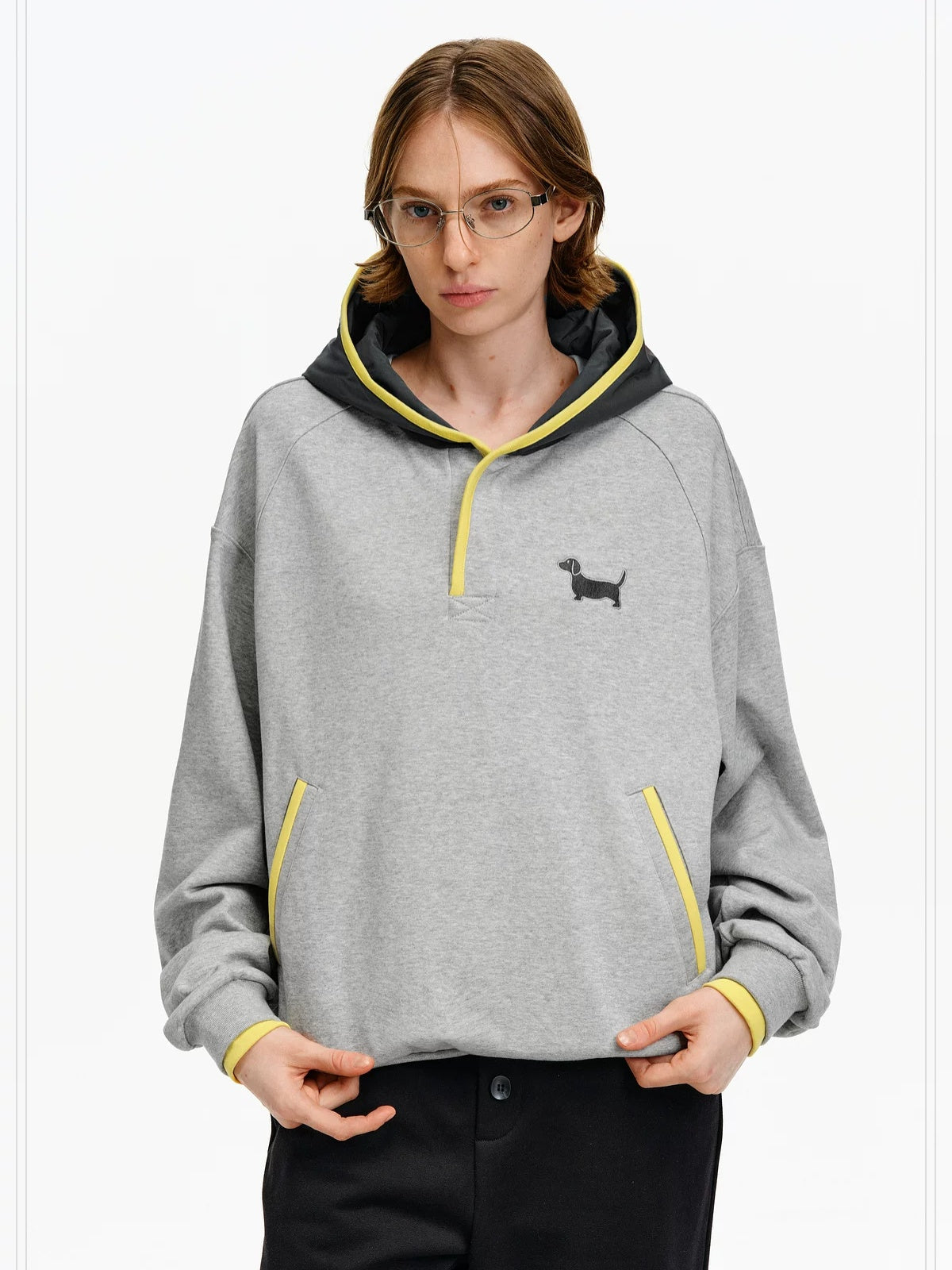 PCLP Breathable Cotton Blend Loose Fit Colorblock Patchwork Unisex Animal Hoodie