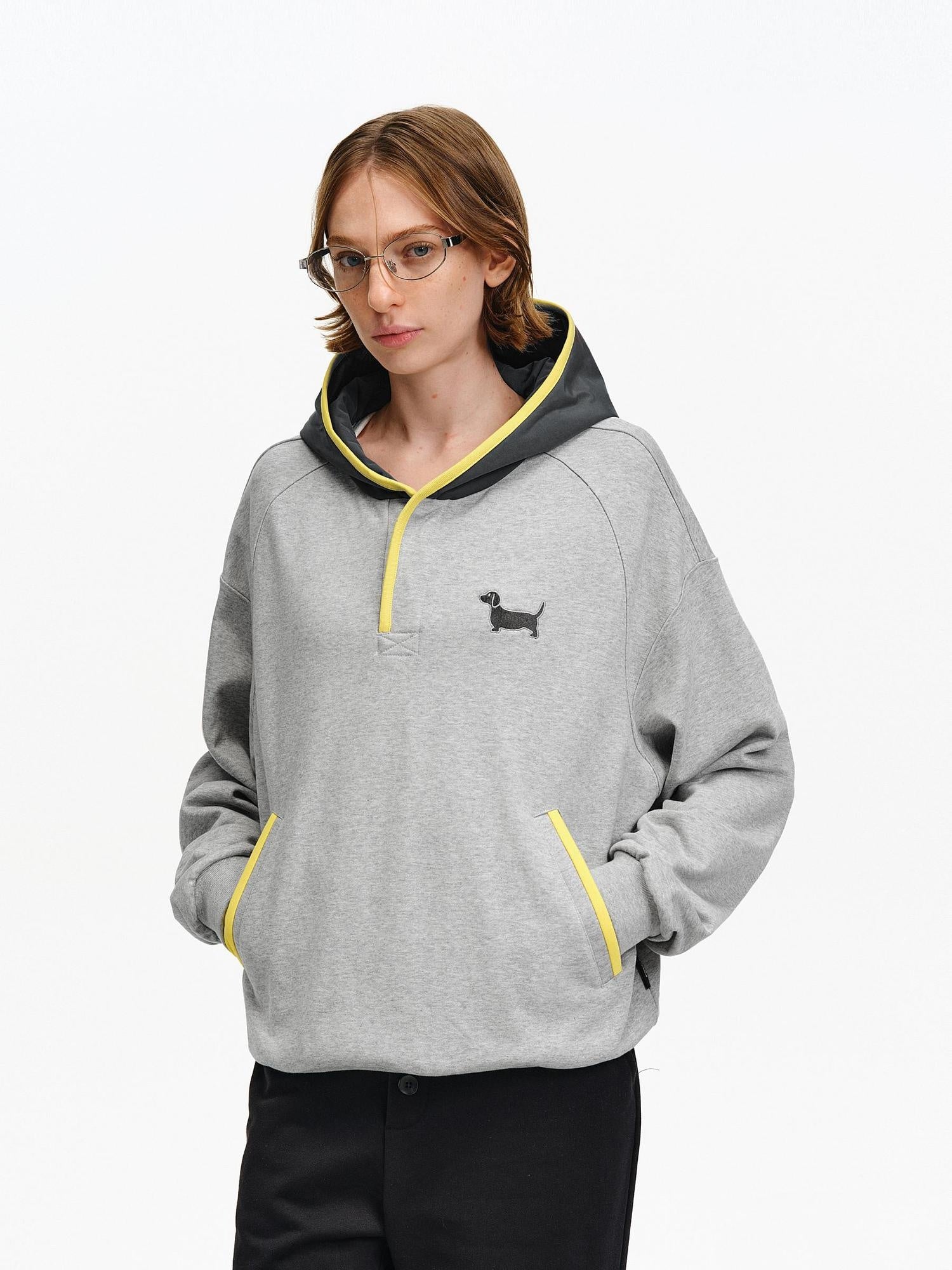 PCLP Breathable Cotton Blend Loose Fit Colorblock Patchwork Unisex Animal Hoodie