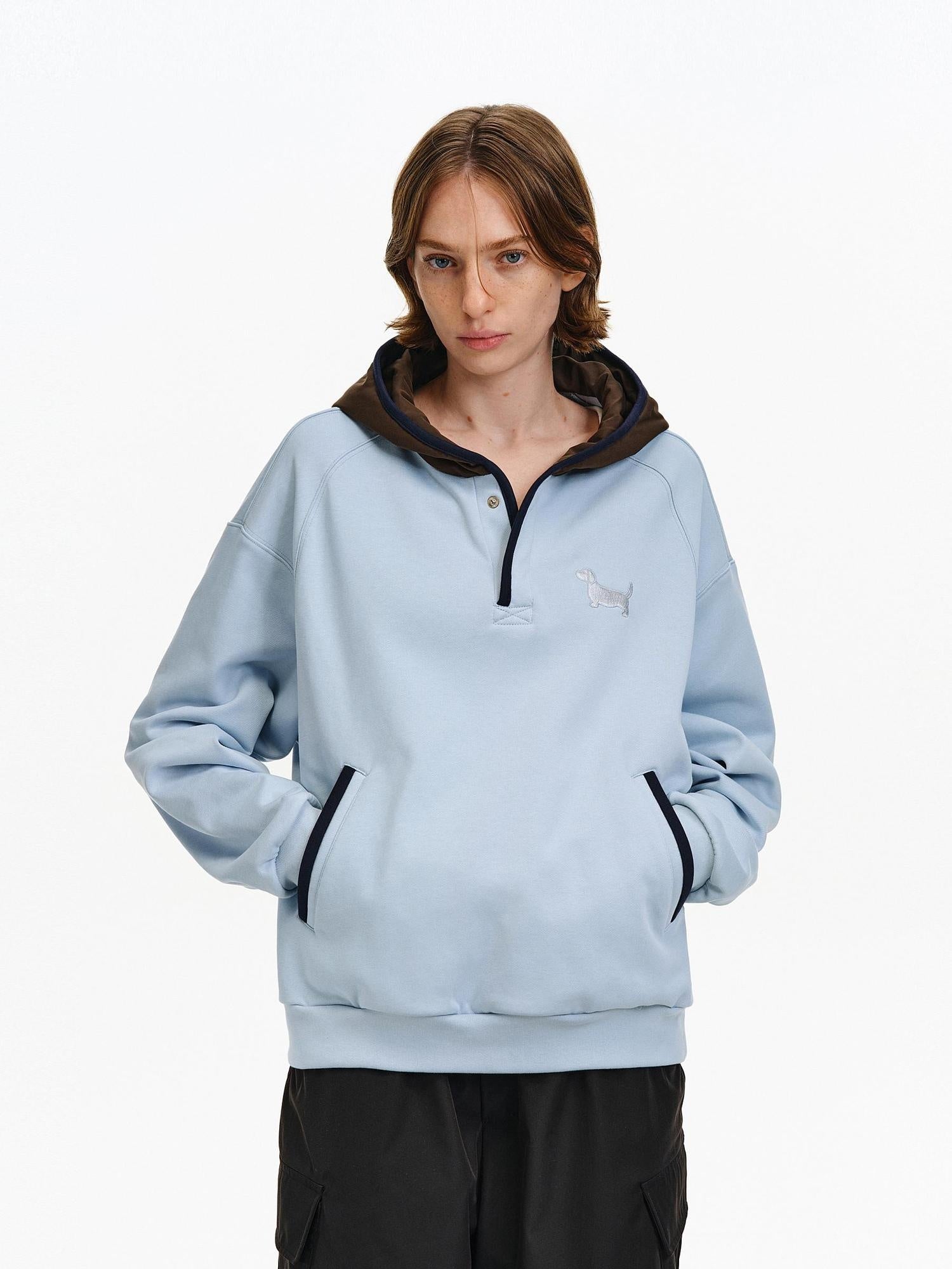 PCLP Breathable Cotton Blend Loose Fit Colorblock Patchwork Unisex Animal Hoodie