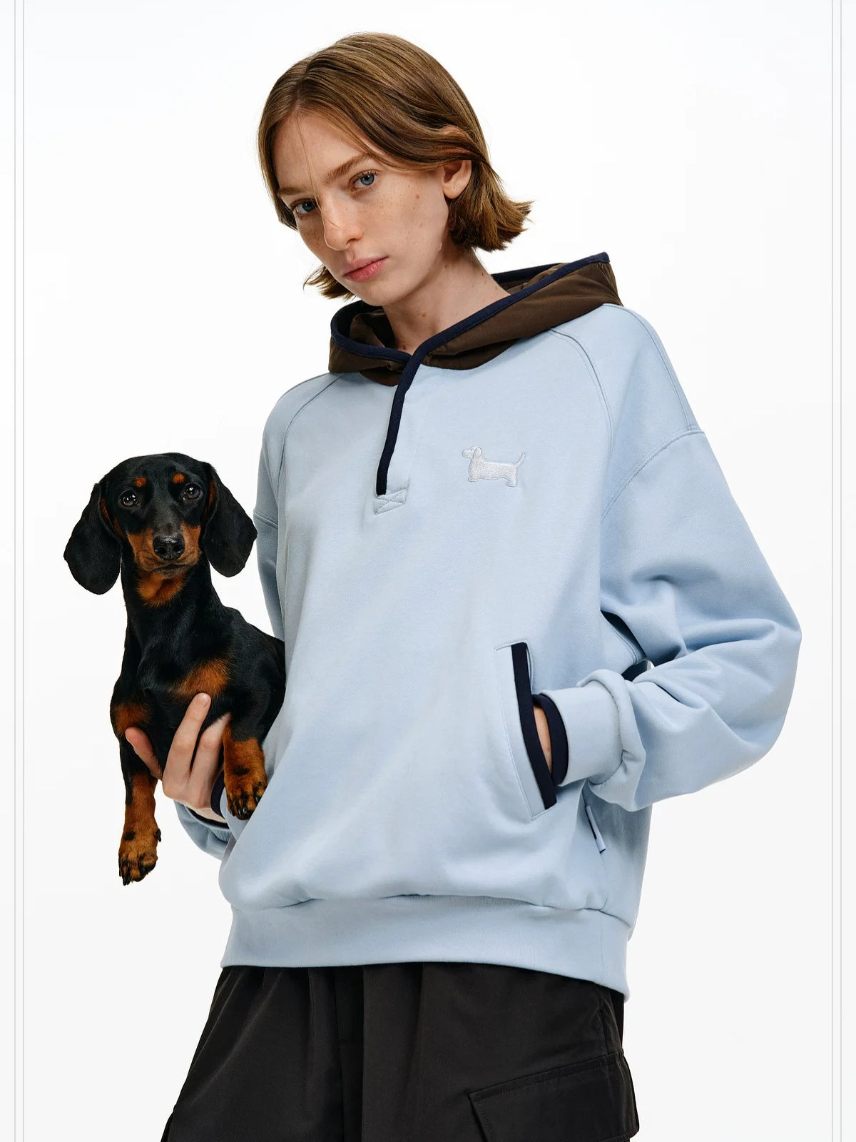 PCLP Breathable Cotton Blend Loose Fit Colorblock Patchwork Unisex Animal Hoodie