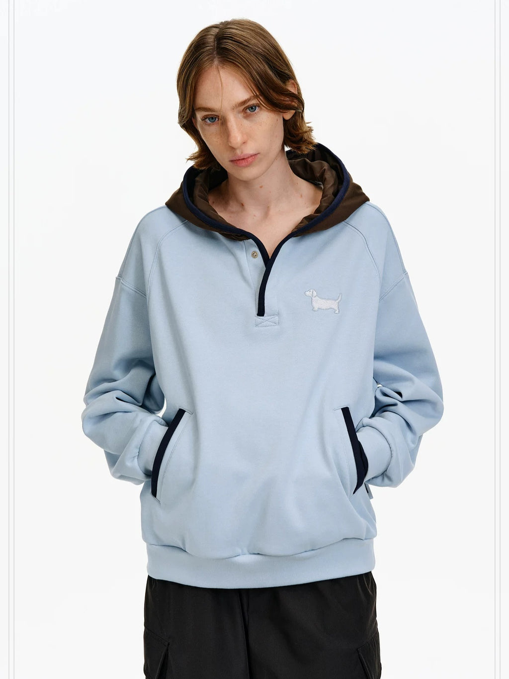 PCLP Breathable Cotton Blend Loose Fit Colorblock Patchwork Unisex Animal Hoodie