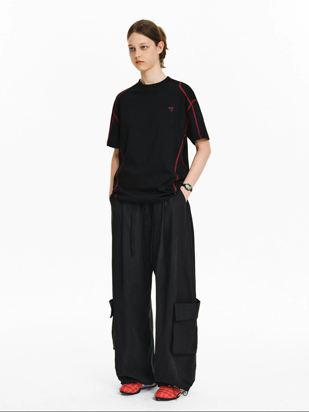 PCLP Breathable Cotton Blend Loose Fit Geometric Womens Casual Short Sleeve T-Shirt