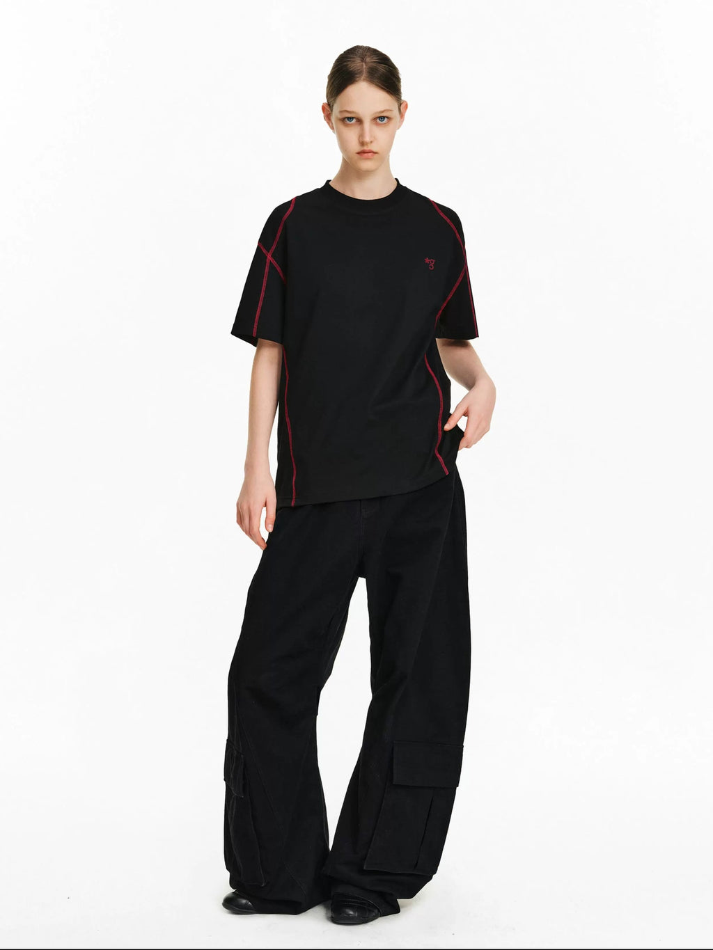 PCLP Breathable Cotton Blend Loose Fit Geometric Womens Casual Short Sleeve T-Shirt