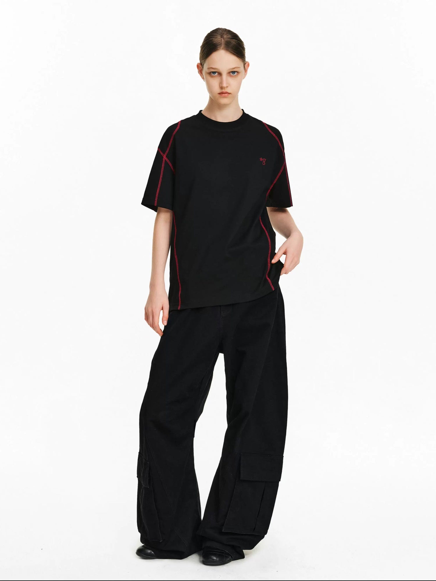 PCLP Breathable Cotton Blend Loose Fit Geometric Womens Casual Short Sleeve T-Shirt