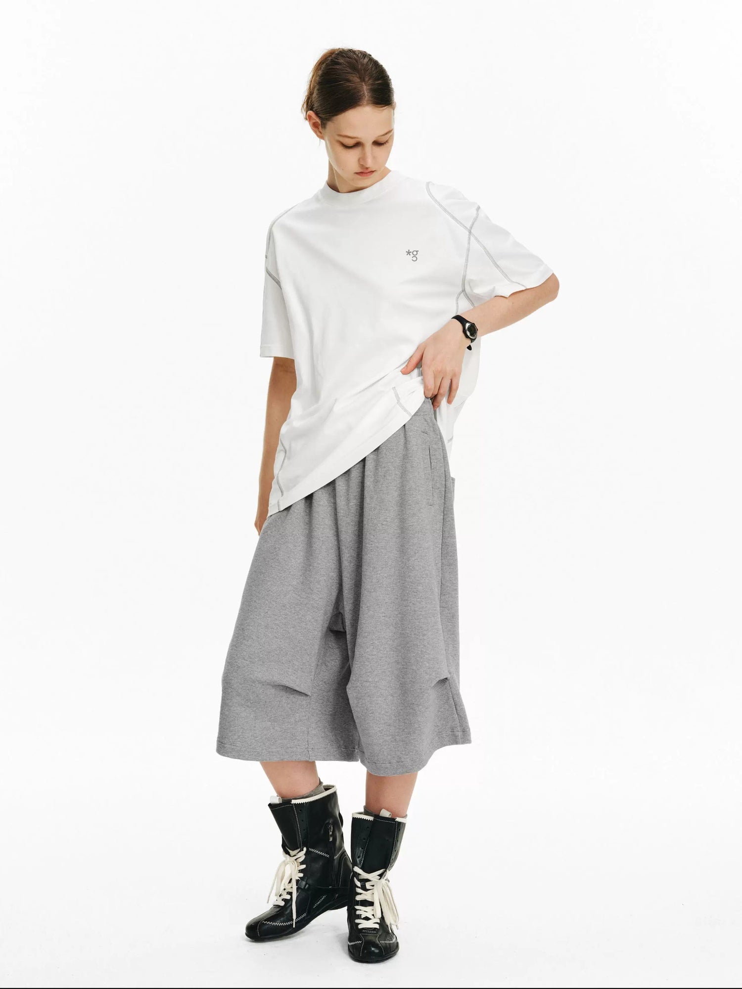 PCLP Breathable Cotton Blend Loose Fit Geometric Womens Casual Short Sleeve T-Shirt