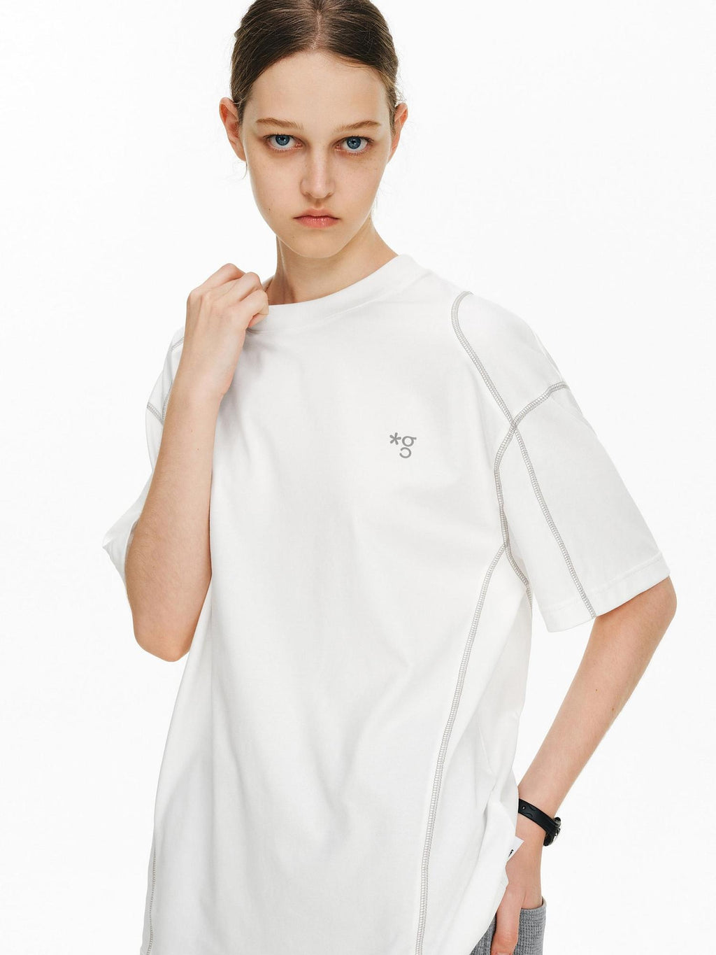 PCLP Breathable Cotton Blend Loose Fit Geometric Womens Casual Short Sleeve T-Shirt