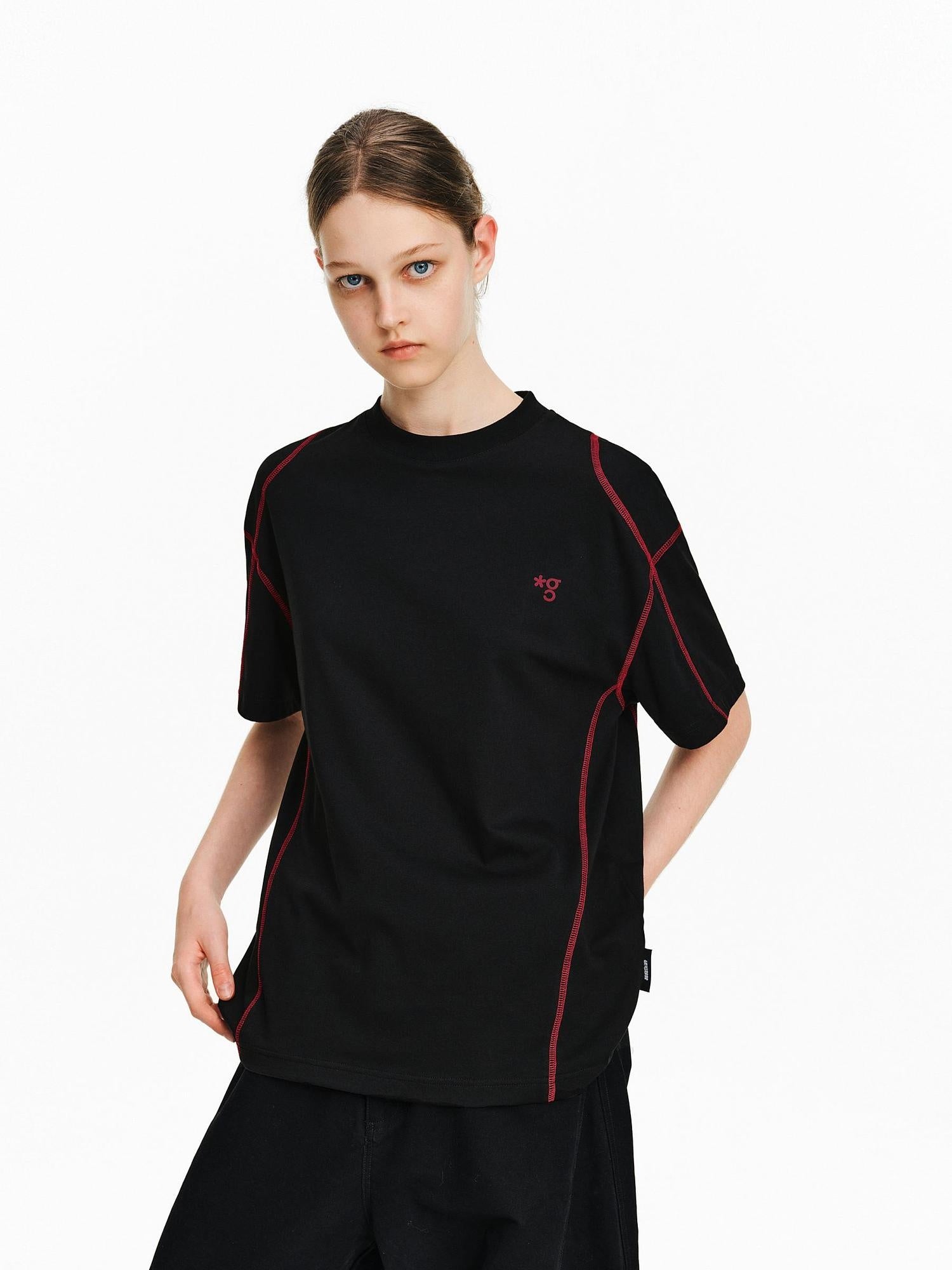 PCLP Breathable Cotton Blend Loose Fit Geometric Womens Casual Short Sleeve T-Shirt