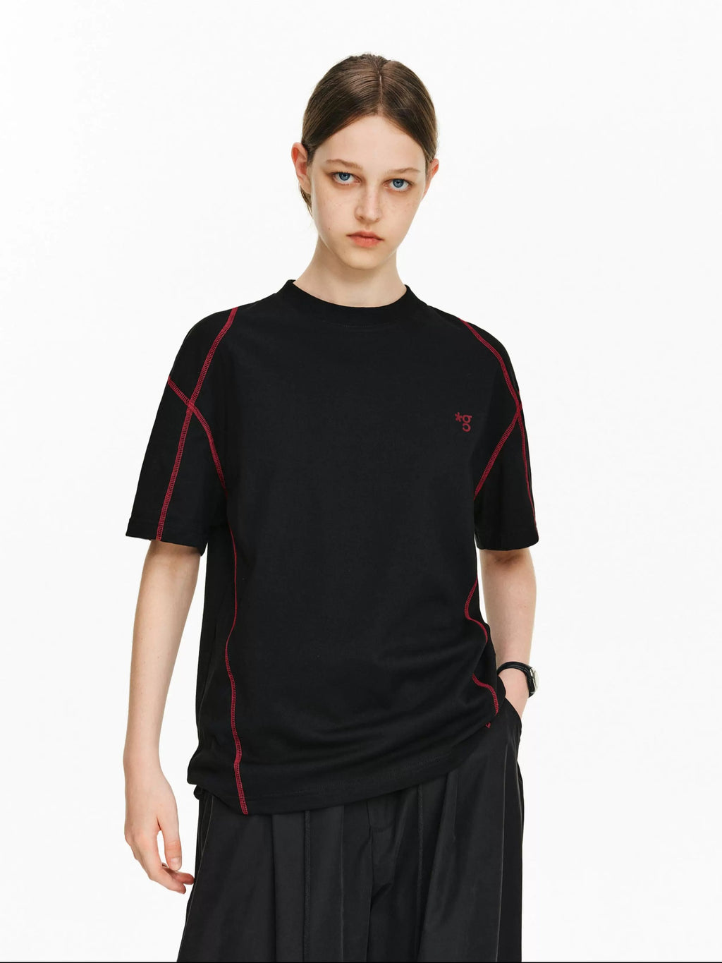 PCLP Breathable Cotton Blend Loose Fit Geometric Womens Casual Short Sleeve T-Shirt