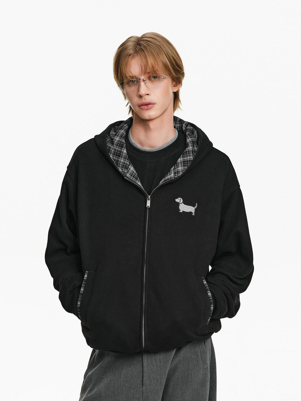 PCLP Breathable Cotton Blend Loose Fit Hooded Zipper Animal Print Unisex Daily Jacket