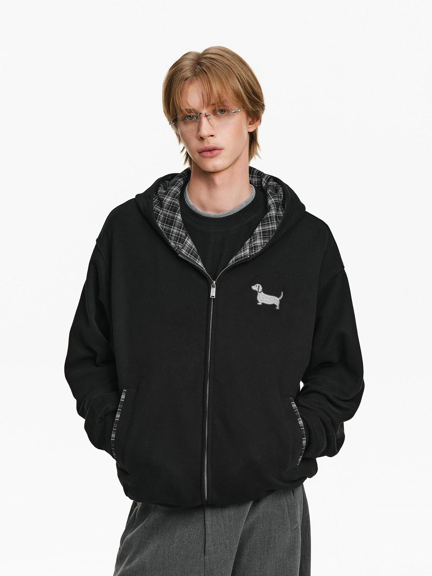 PCLP Breathable Cotton Blend Loose Fit Hooded Zipper Animal Print Unisex Daily Jacket