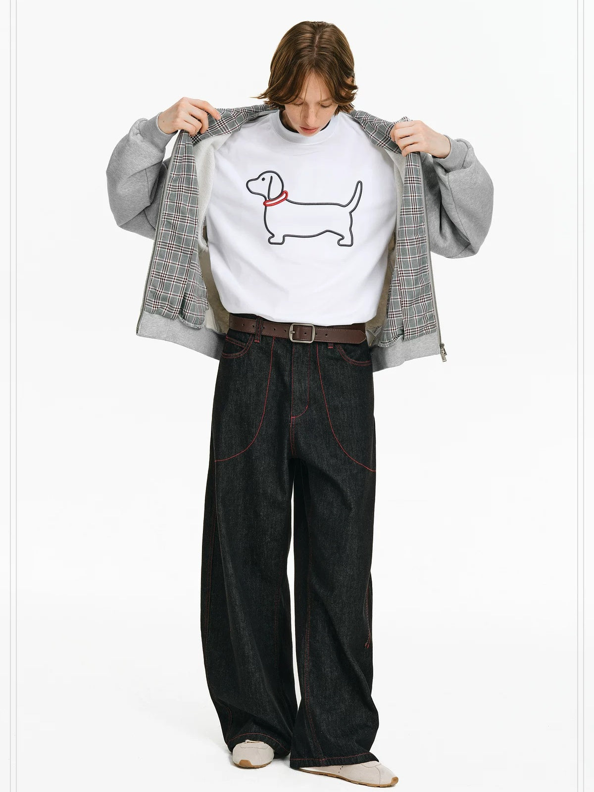 PCLP Breathable Cotton Blend Loose Fit Hooded Zipper Animal Print Unisex Daily Jacket