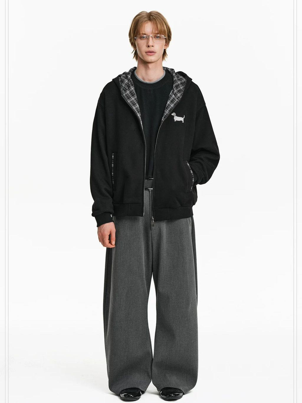 PCLP Breathable Cotton Blend Loose Fit Hooded Zipper Animal Print Unisex Daily Jacket