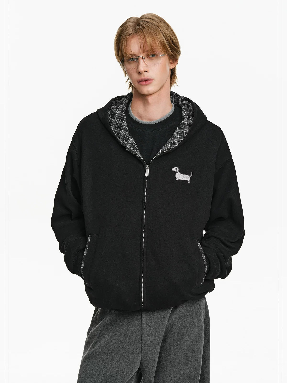 PCLP Breathable Cotton Blend Loose Fit Hooded Zipper Animal Print Unisex Daily Jacket