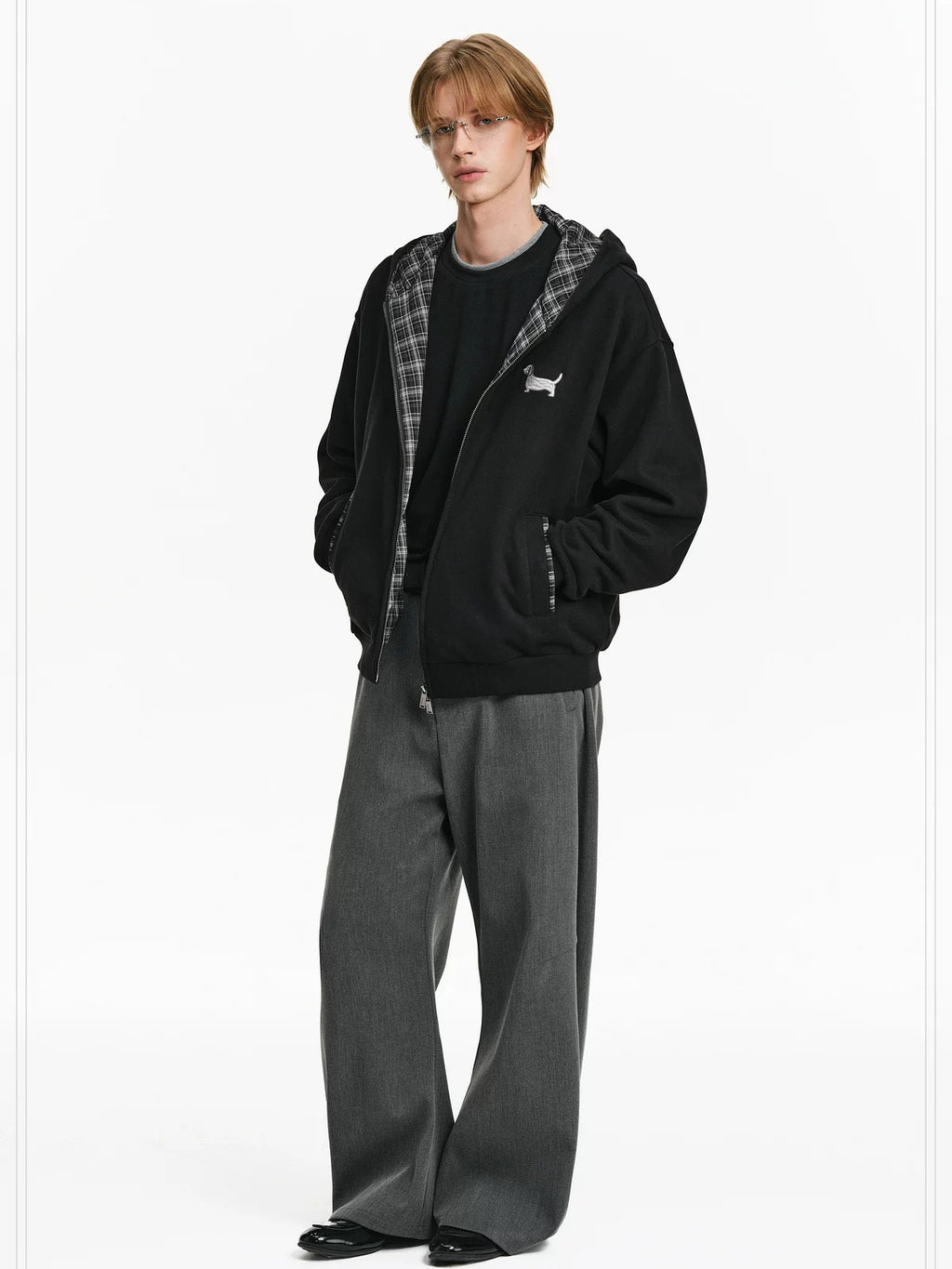 PCLP Breathable Cotton Blend Loose Fit Hooded Zipper Animal Print Unisex Daily Jacket